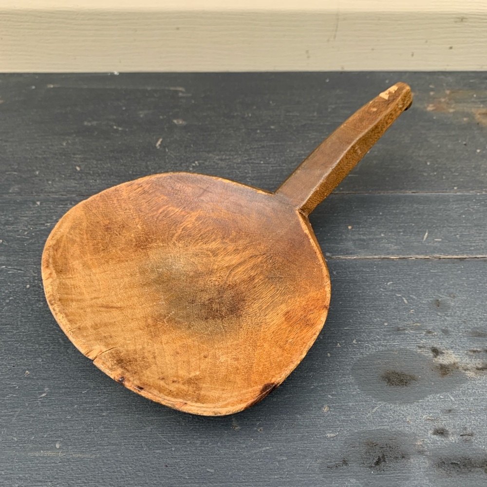 Antique Primitive Handcarved Wooden Butter Paddle Scoop Kitchen Utensil